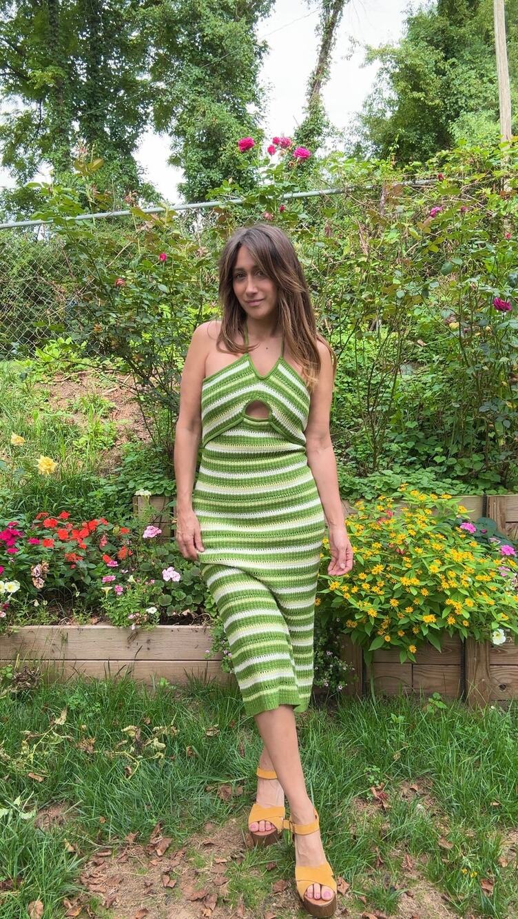 Striped Crochet Cutout Midi Dress – Retro Crochet, Summer Glam